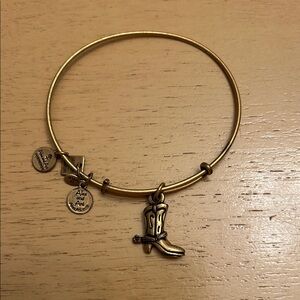 Alex and Ani Gold Cowboy Boot Charm Bangle Bracelet